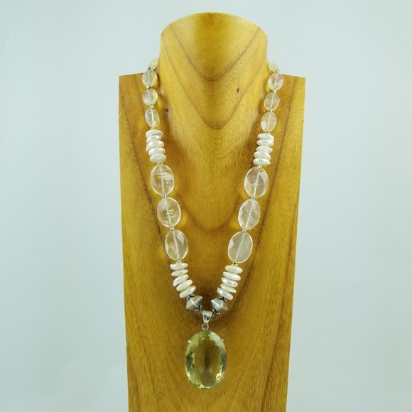 SherriOJewelry Designs Jewelry - Pearl & Quartz w/Large Citrine Pendant Necklace